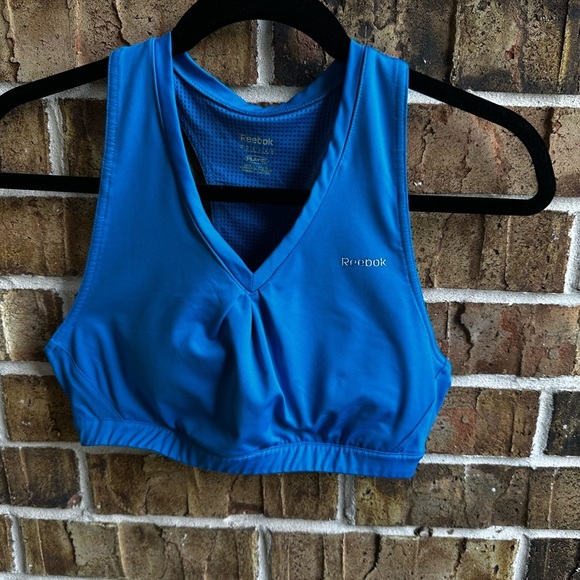 Reebok Blue Sports Bra with V-Neck and Wide Straps Vintage - Picture 1 of 5